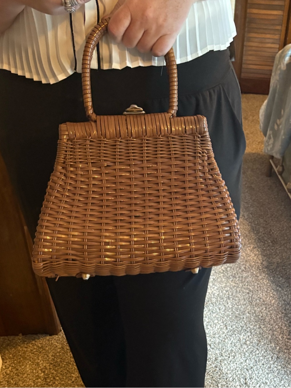 Vintage Rattan Top-Handle Bag - Picture 3 of 4